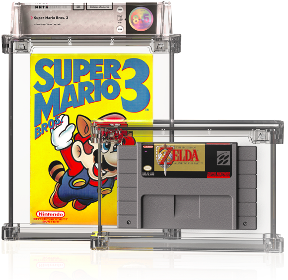The “Bros.” appears to Mario’s left, overlapping his hand, on a first edition Super Mario Bros. 3.